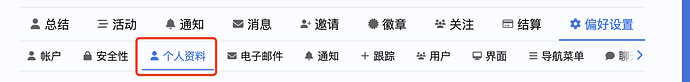 这是一个用户界面的截图,显示了个人资料、通知、电子邮件等选项。 (由 AI 生成标题)
